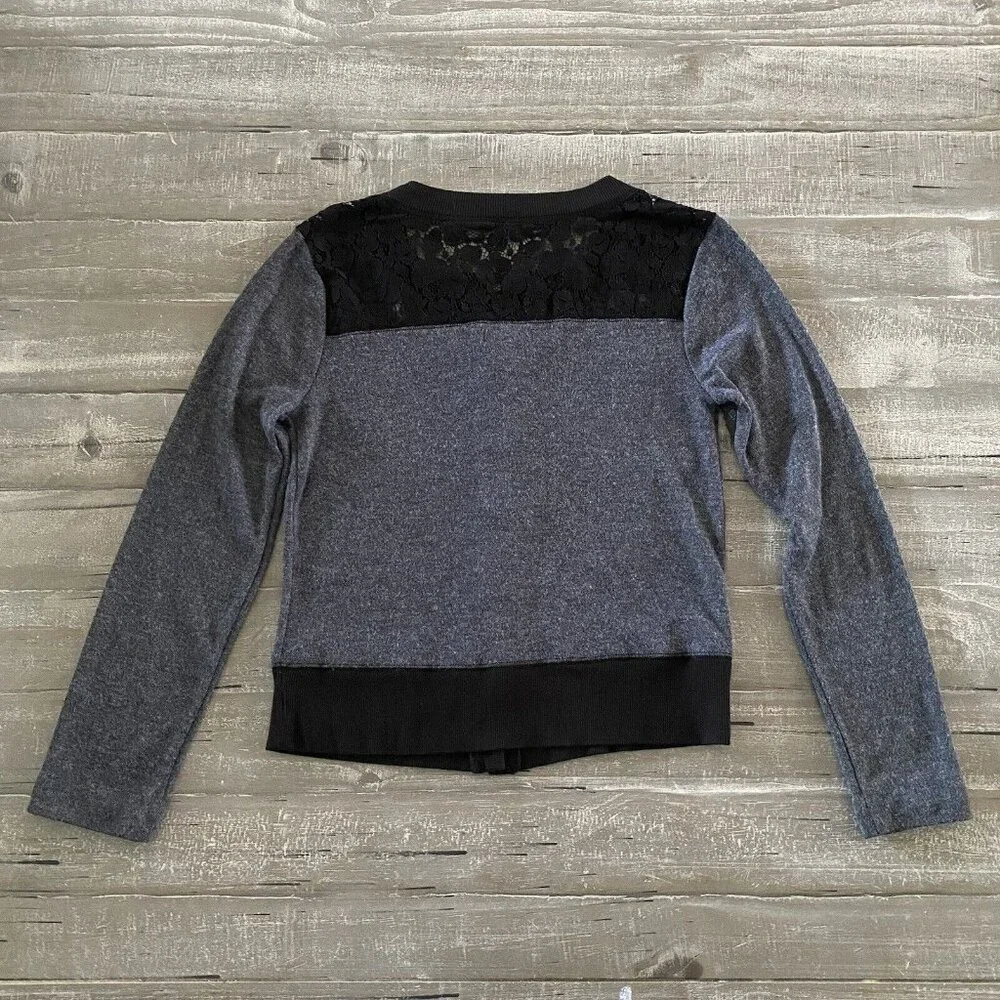 Princess Vera Wang Cardigan Sweater Girls Size Medium Black Gray Lace‎ Button Up